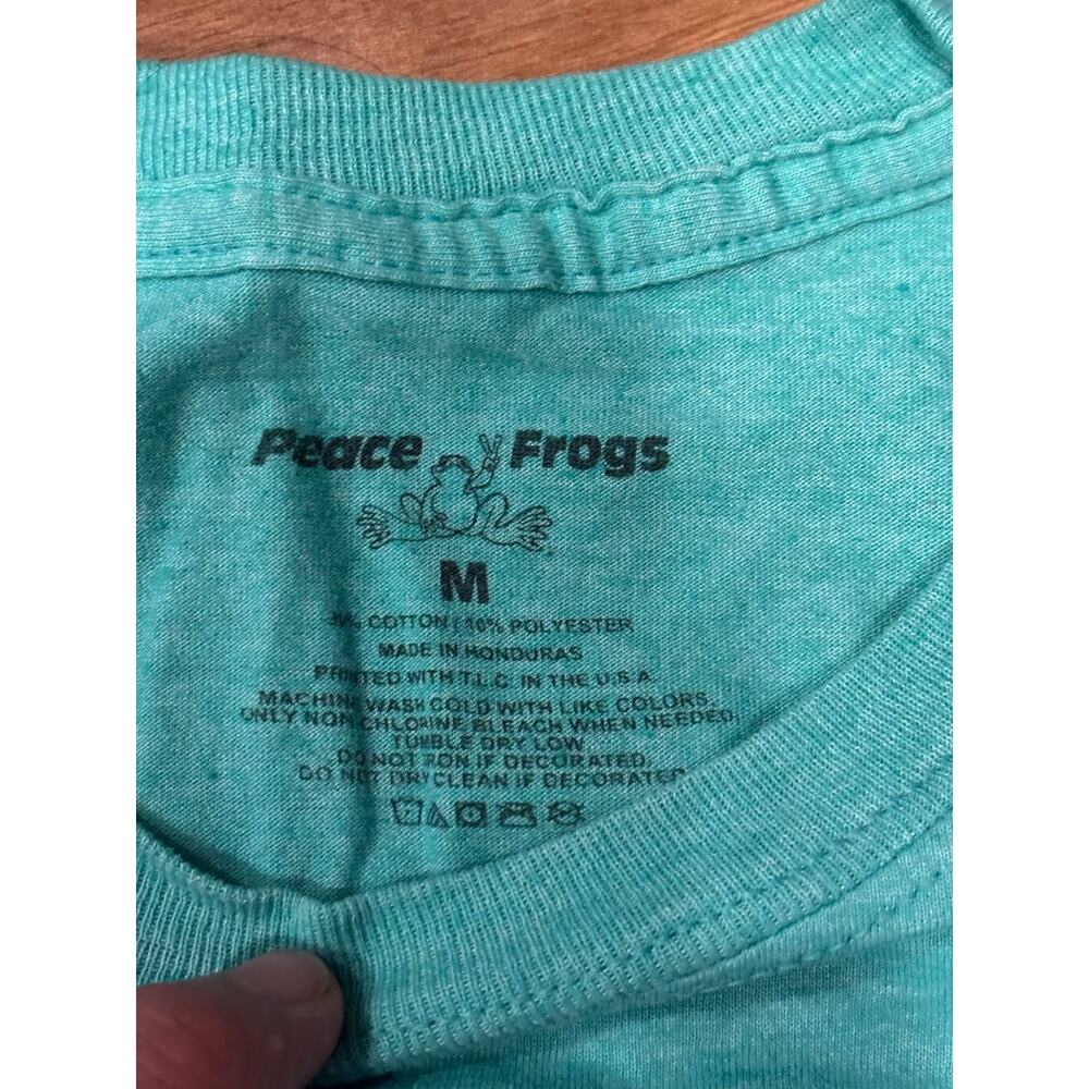 Peace frogs teal blue graphic t shirt size size medium, unplugged peace frogs - Picture 3 of 6